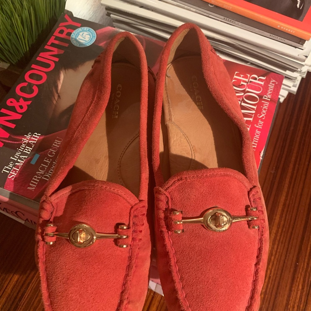 ARLENE Coach Women's dark orange suede Loafers.  US Size 8.5   EUR 39